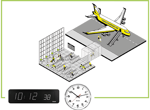 impianti centralizzati di orologi per aeroporti 